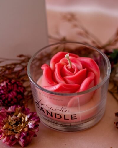 scented rose jar candle made with soy wax